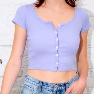 Brandy Melville Purple Zelly Ribbed Crop Top Button Front XS/S